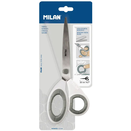 Ножица Milan 22 см бяла гумени дръжки, 1000000000052542 02 