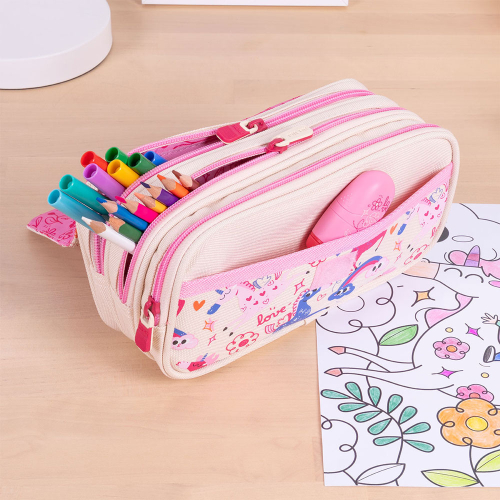 Milan Flowicorn 4-zip Pencil case empty, 1000000000052616 03 