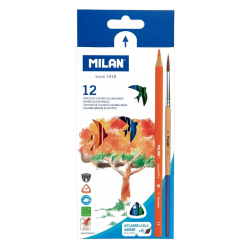 Цветни моливи Milan акв. 12 цв. и четка