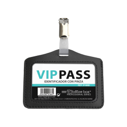 Badge hanging OfBox clip leather Black