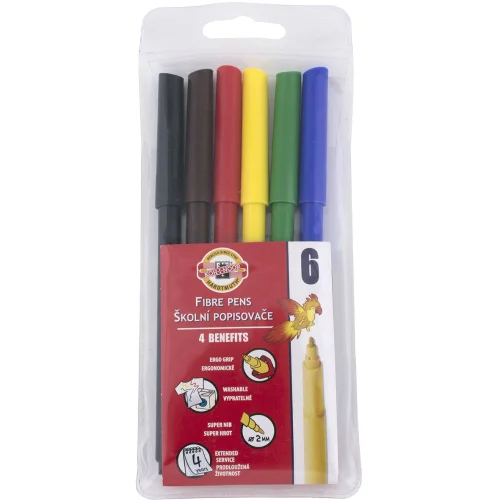 Kohinoor felt-tip pens 6 colors, 1000000000002529
