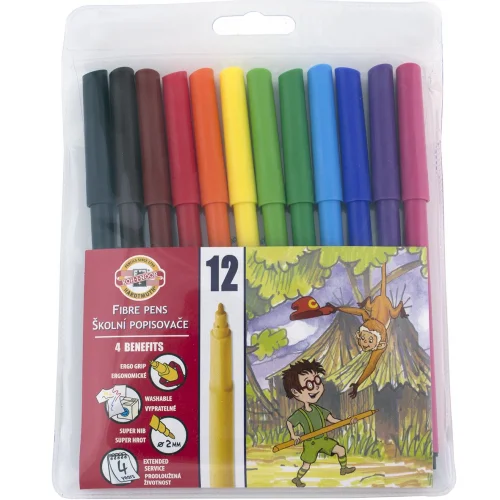Kohinoor felt-tip pens 12 colors, 1000000000002528