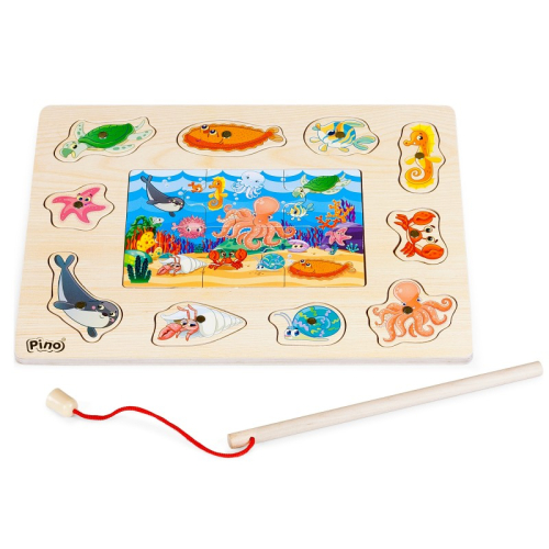 Магнитен дървен пъзел Pino toys Риболов 2+ години, 2008606009255247 03 