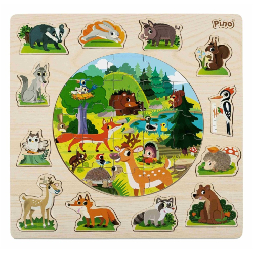 Дървен логически пъзел Pino toys Горски животни, 2+ години, 2008606009255544 02 