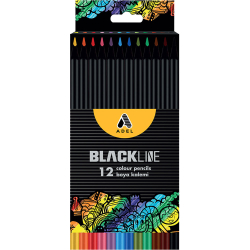 Цветни моливи Adel Blackline 12цв дълги
