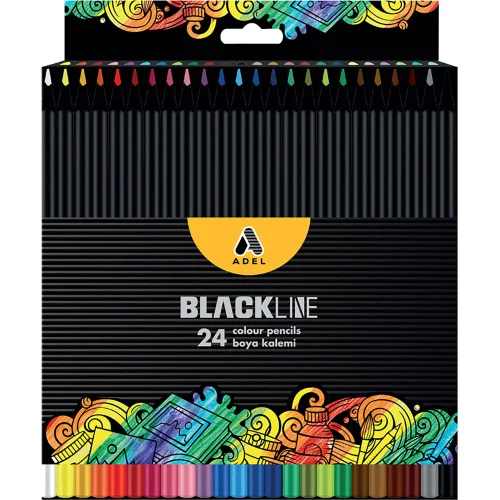 Моливи цветни Adel Blackline 24цв дълги, 1000000000043064