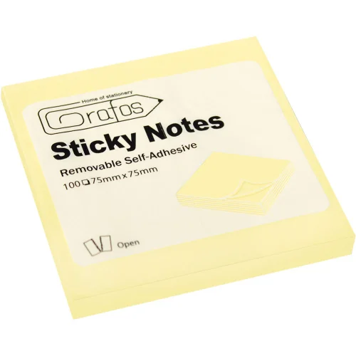 Sticky notes 75/75 yellow pastel 100 sh, 1000000000005382