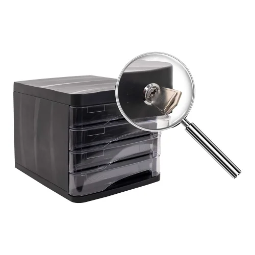 Office box Ark 4 drawers Black + key, 1000000000044918