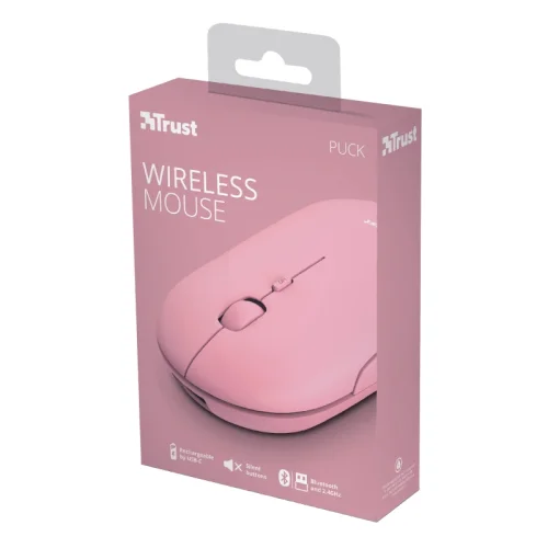 Trust Wireless mouse Puck, Pink, Silent, 2008713439241259 05 