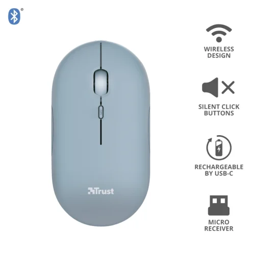 Trust Wireless mouse Puck, Blue, Silent, 2008713439241266