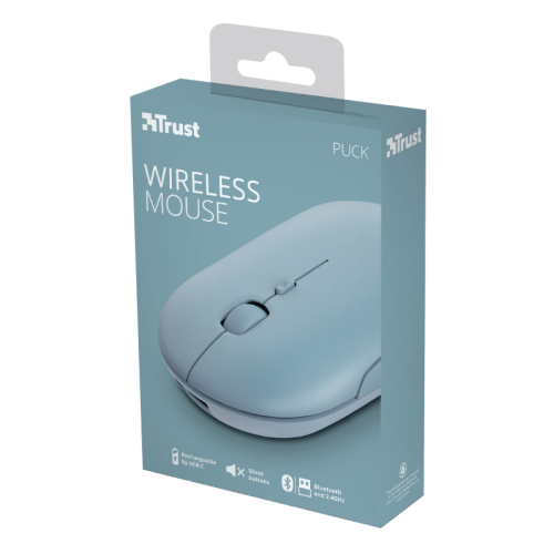 Trust Wireless mouse Puck, Blue, Silent, 2008713439241266 05  — OK Office Trust Wireless mouse Puck, Blue, Silent, 2008713439241266 05