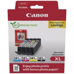 Мултипак Canon CLI-581 XL + Фотохартия 10x15cm