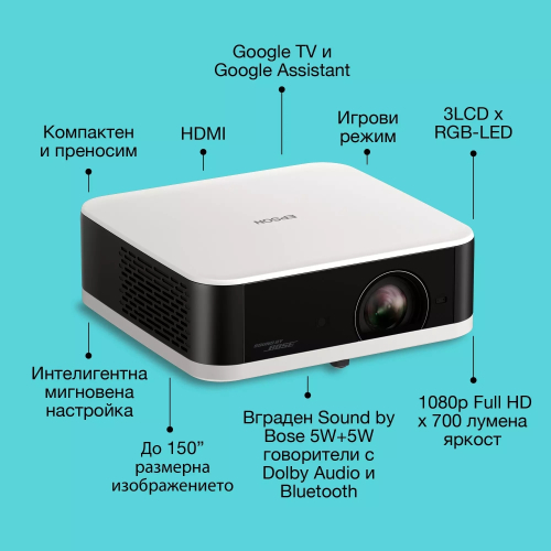 Мултимедиен проектор Epson EF-61W Бял, 2008715946741529 02 
