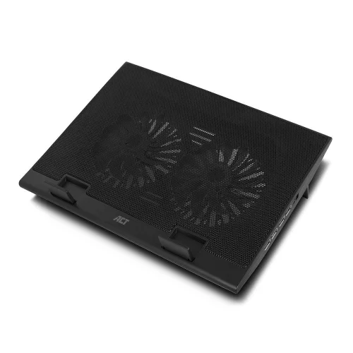 Охладител за лаптоп ACT, До 17', С два вентилатора, USB хъб, Черен, 2008716065491395