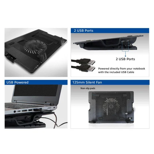 Охладител за лаптоп ACT, До 17', С един вентилатор, 2 x USB хъб, Черен, 2008716065491401 02 
