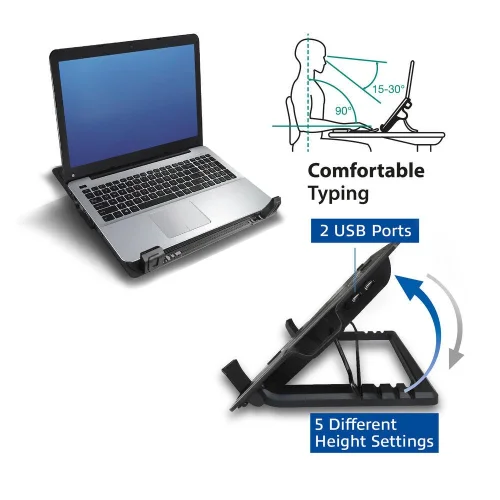 Laptop cooling stand, up to 17', adjustable height (5 positions), 2-port hub, 2008716065491401 06 