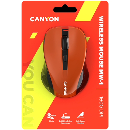Безжична мишка Canyon MW-1, оранжев, 2008717371865566 06  — OK Office Безжична мишка Canyon MW-1, оранжев, 2008717371865566 06