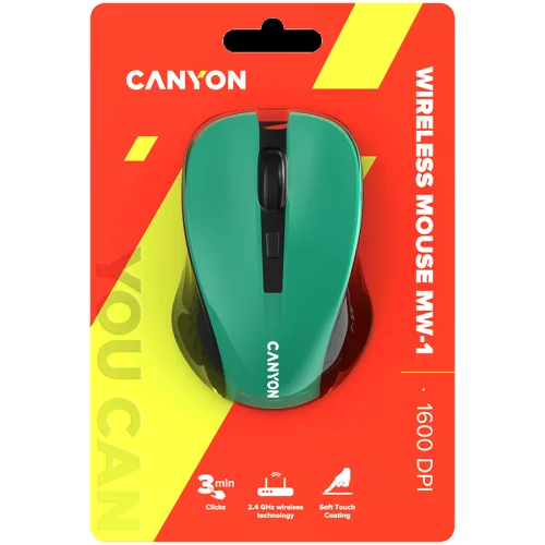 Безжична мишка Canyon MW-1, зелена, 2008717371865597 06 