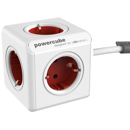 Power strip 5 sockets Cube 1.5m red, 1000000000033820