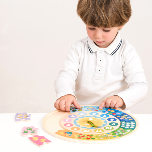 Дървен пъзел New classic Toys Часовник  2 в 1, 2+ години, 2008718446182533 02 