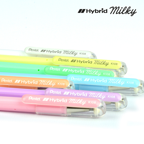 Ролер Pentel Hybrid Milky 0.8 мм розов, 1000000000032522 05 