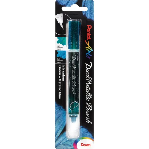 Pentel Dual Metallic brush marker grn/bl, 1000000000041357 02 