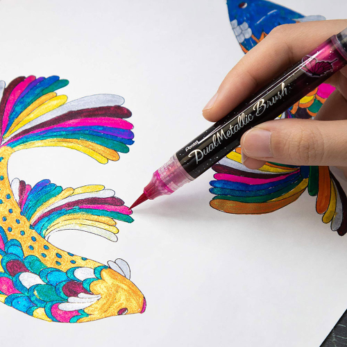 Pentel Dual Metallic brush marker pink, 1000000000041359 04 