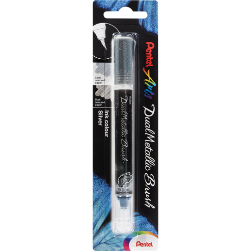 Pentel Dual Metallic brush marker silver, 1000000000041362 02 