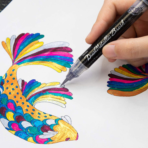 Pentel Dual Metallic brush marker silver, 1000000000041362 03 