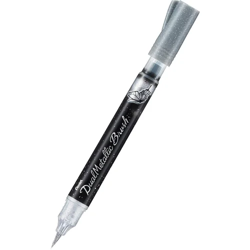 Pentel Dual Metallic brush marker silver, 1000000000041362