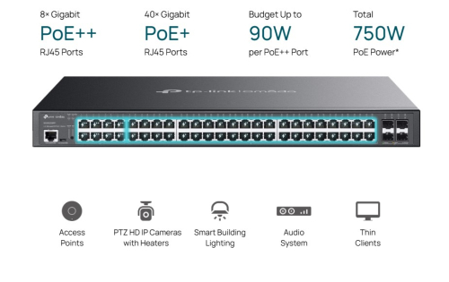 Managed L2+ Switch 48G+4×10GE with PoE+/PoE++ Omada, 2008885020620870 06  — OK Office Managed L2+ Switch 48G+4×10GE with PoE+/PoE++ Omada, 2008885020620870 06
