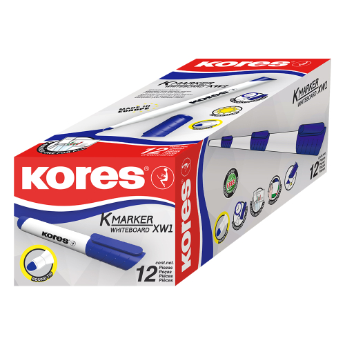 Kores XW1 Whiteboard Marker round Blue, 1000000000100134 06 