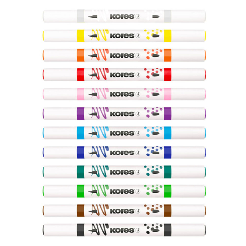 Acrylic markers KORES two tips 12 colors, 1000000000050966 02 