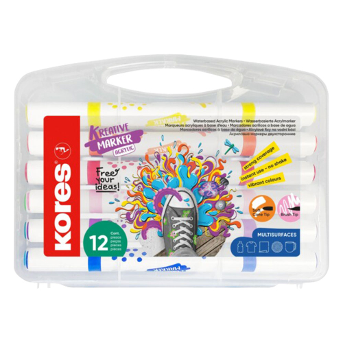 Acrylic markers KORES two tips 12 colors, 1000000000050966 03 